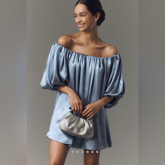 Mare mare off the shoulder puff sleeve shine mini dress - Picture 3 of 10